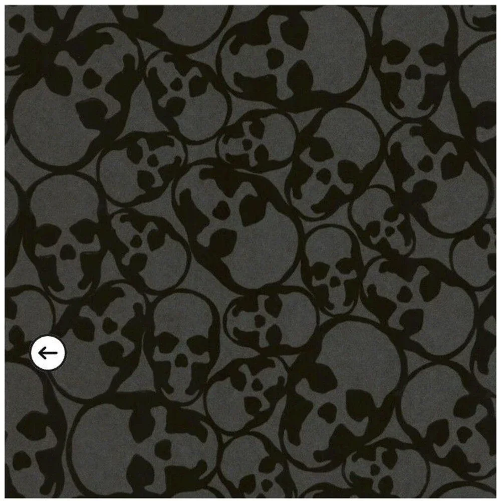 Graham & Brown 19911 Barbara Hulanicki Flock Skulls Midnight Black Wallpaper Lot